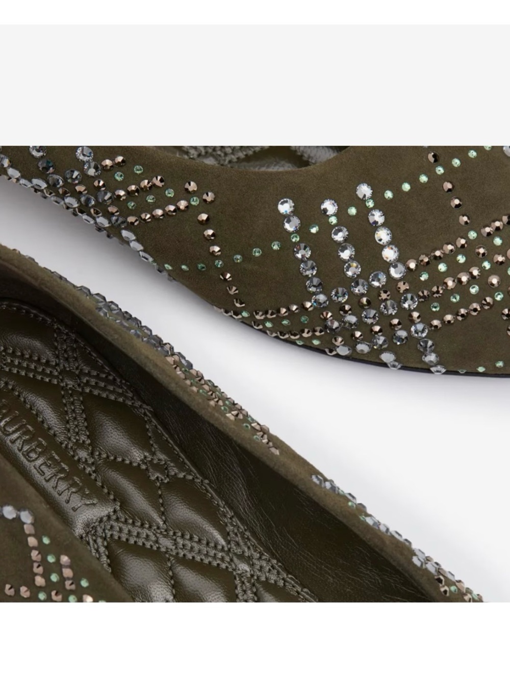 Burberry Olive Studded Plaid Inspired Women's Ballet Flats - Picture 10 of 13